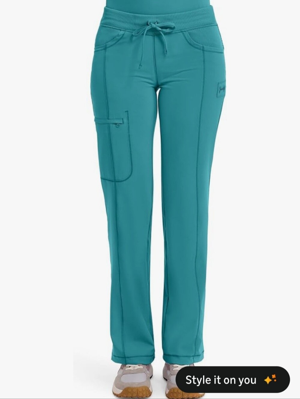 Women’s Teal Drawstring Cargo Scrub Pants Cherokee Infinity